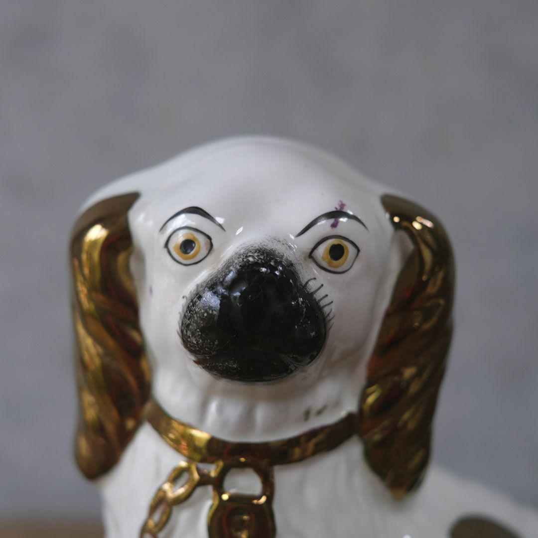 アンティークスタッフォードシャードッグ イギリス 陶器の犬の置物5