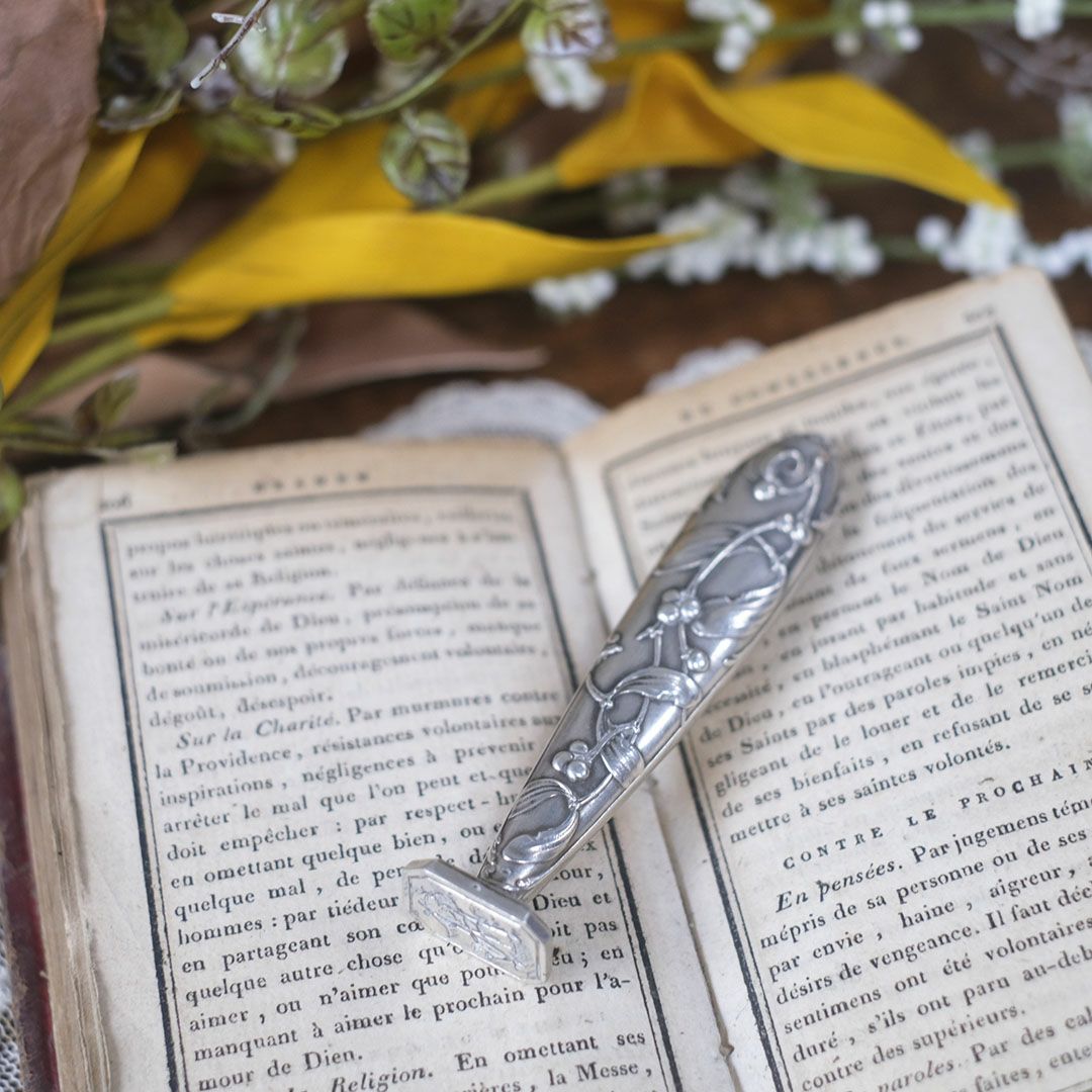 アンティークモノグラムスタンプ シーリング シルバー 純銀 鈴蘭 リリー1