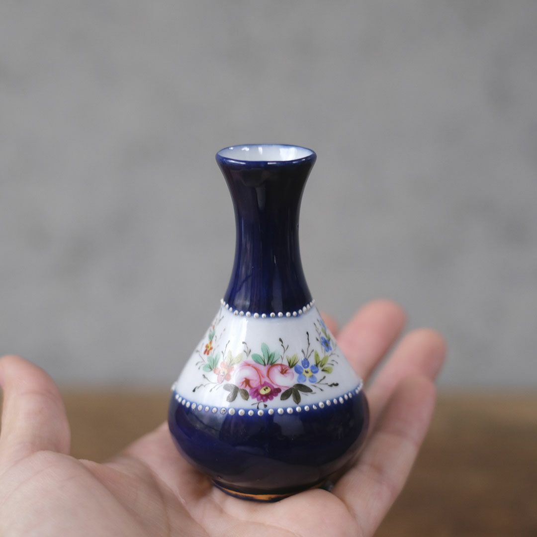 アンティークフラワーベース 一輪挿し 小さな花瓶 陶器 花モチーフ イギリス3