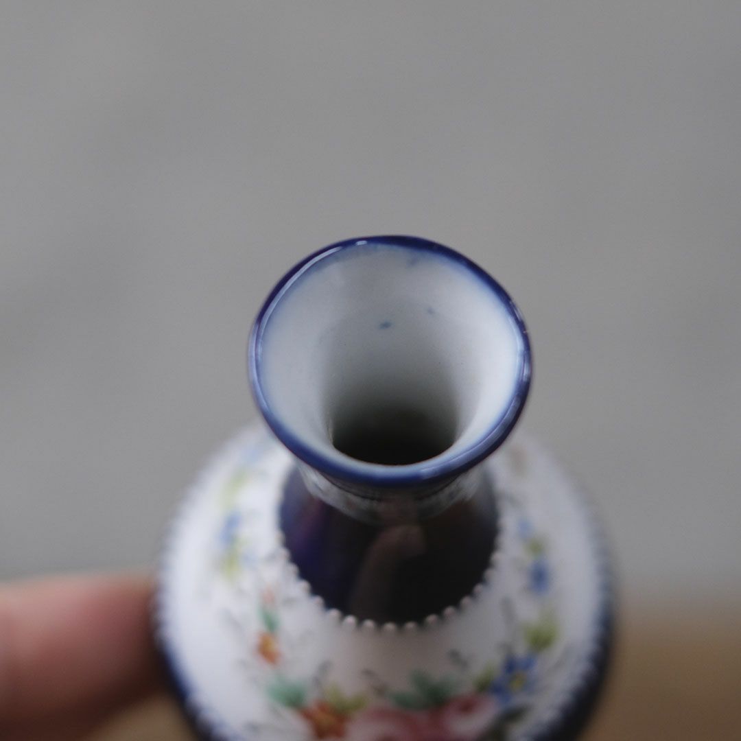 アンティークフラワーベース 一輪挿し 小さな花瓶 陶器 花モチーフ イギリス5