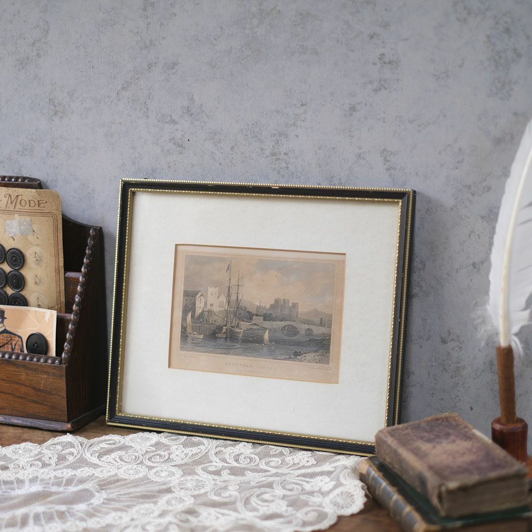 アンティーク リトグラフピクチャー イギリス 風景 石版画