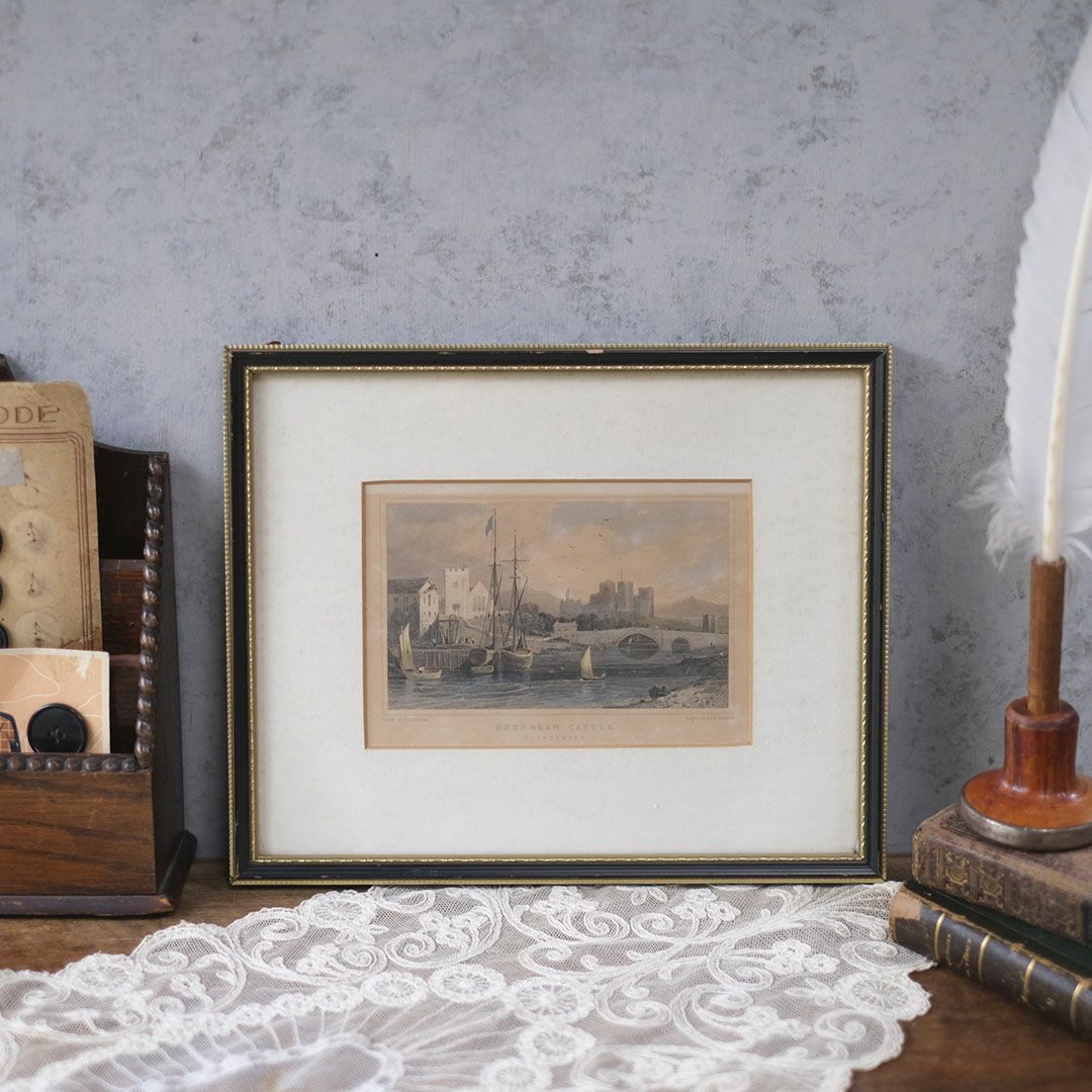 アンティーク リトグラフピクチャー イギリス 風景 石版画1