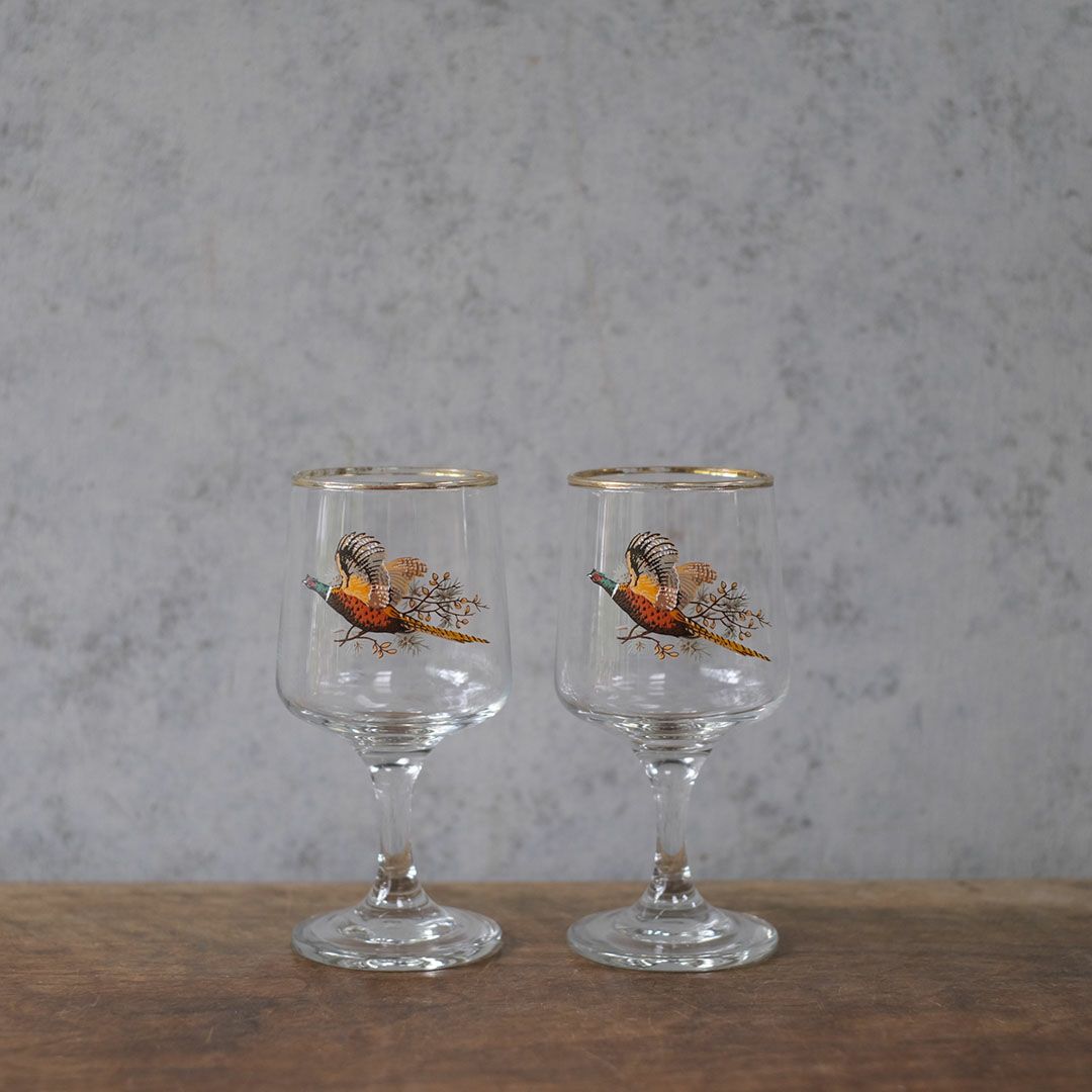 金彩付き ハンドペイント ワイングラスヴィンテージ テーブルウェア