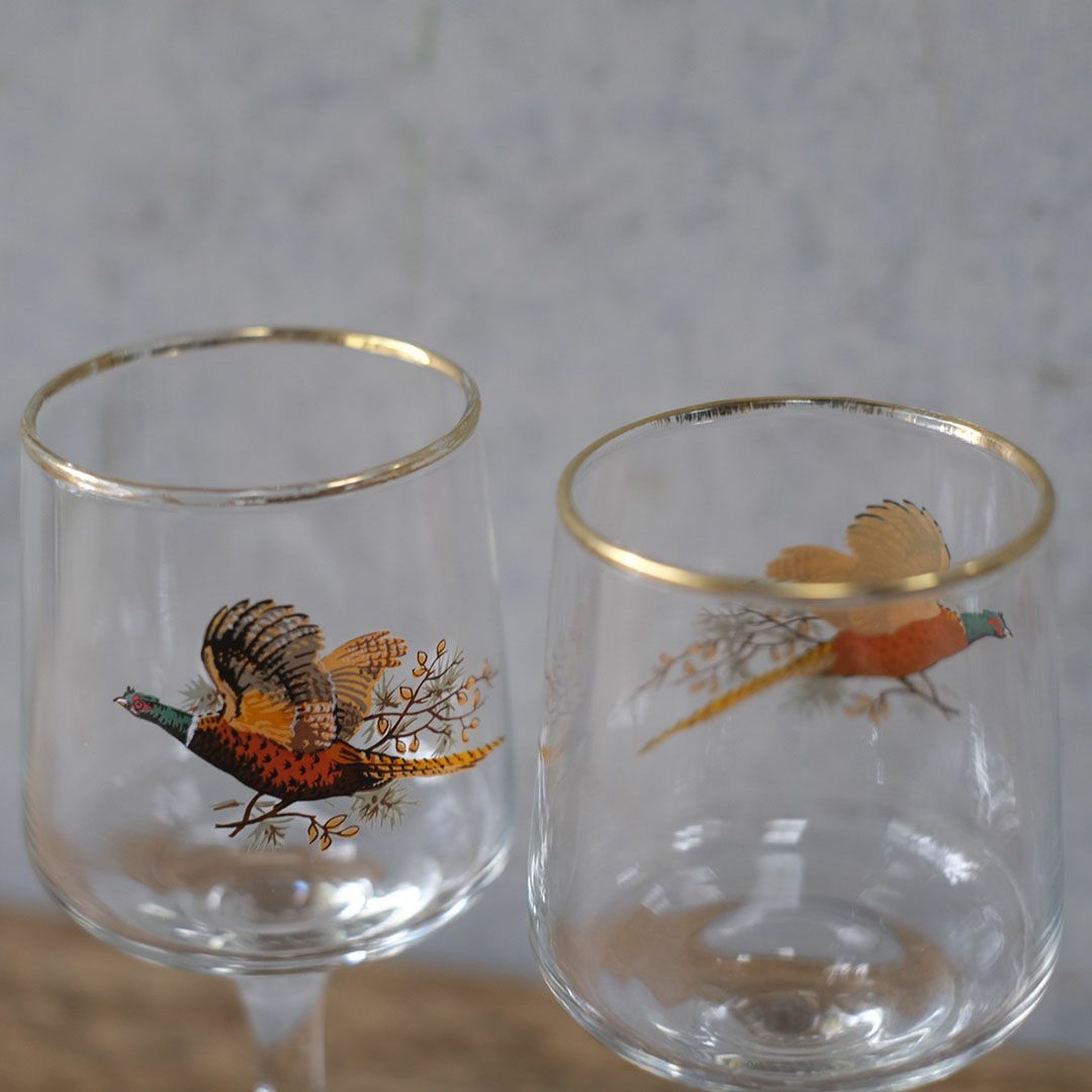 ゴールドリム付き ガラス製 ワイングラス 1970年代 フランス製