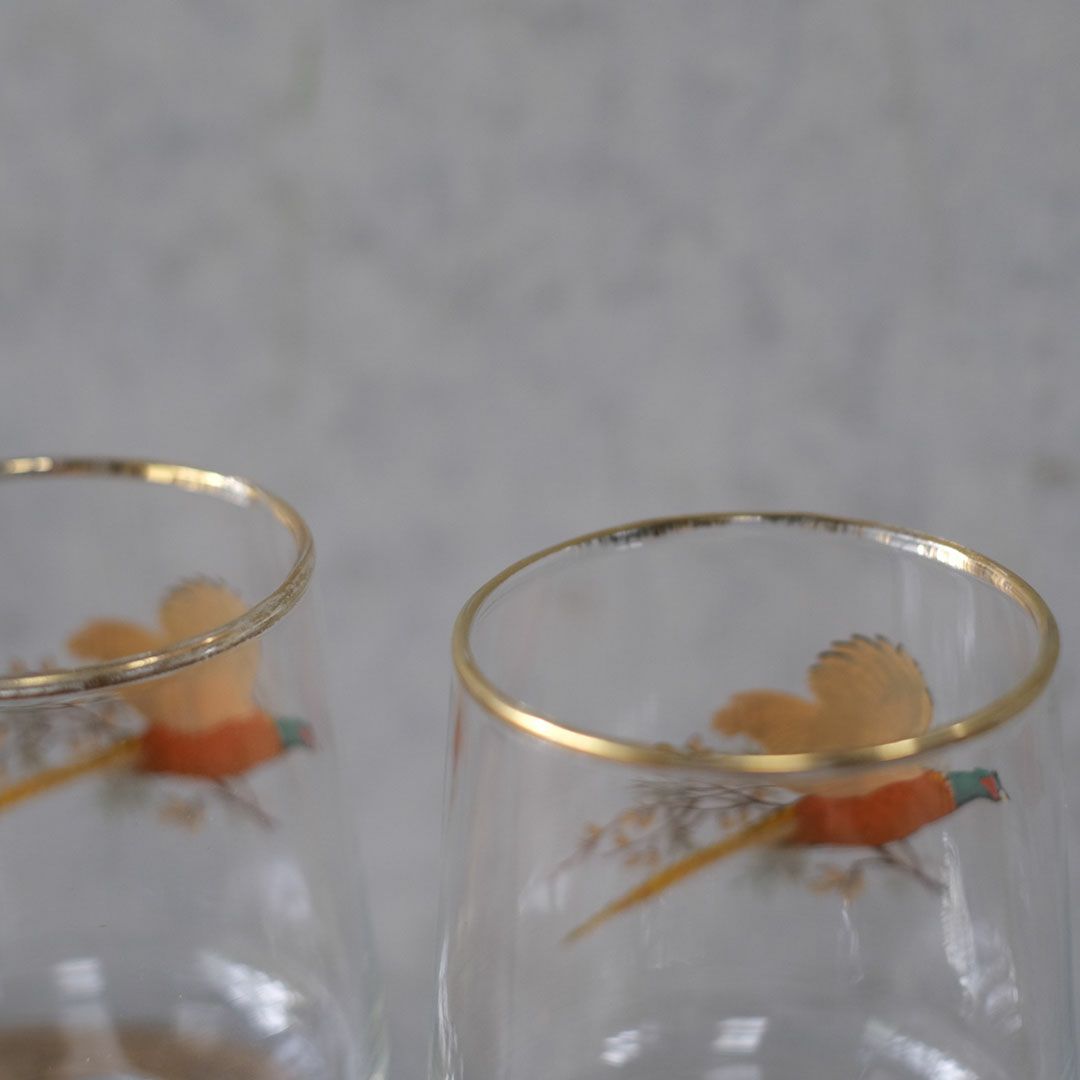 クラシックデザイン ヴィンテージ ワイングラス ハンドペイント ペア