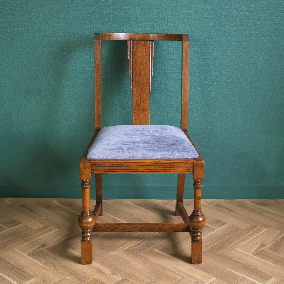 アンティークチェア 椅子 青いシート イギリス アンティーク家具2