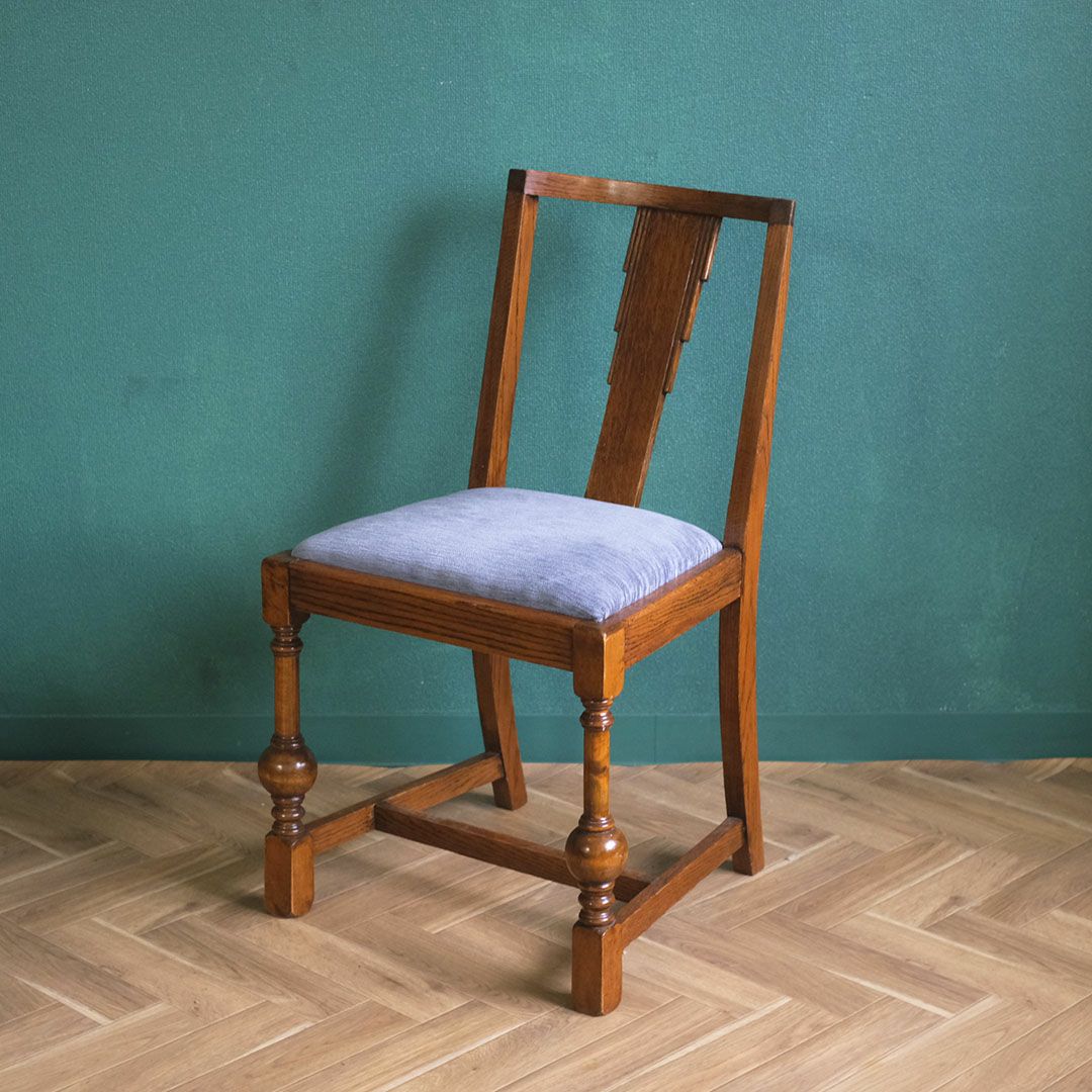 アンティークチェア 椅子 青いシート イギリス アンティーク家具3