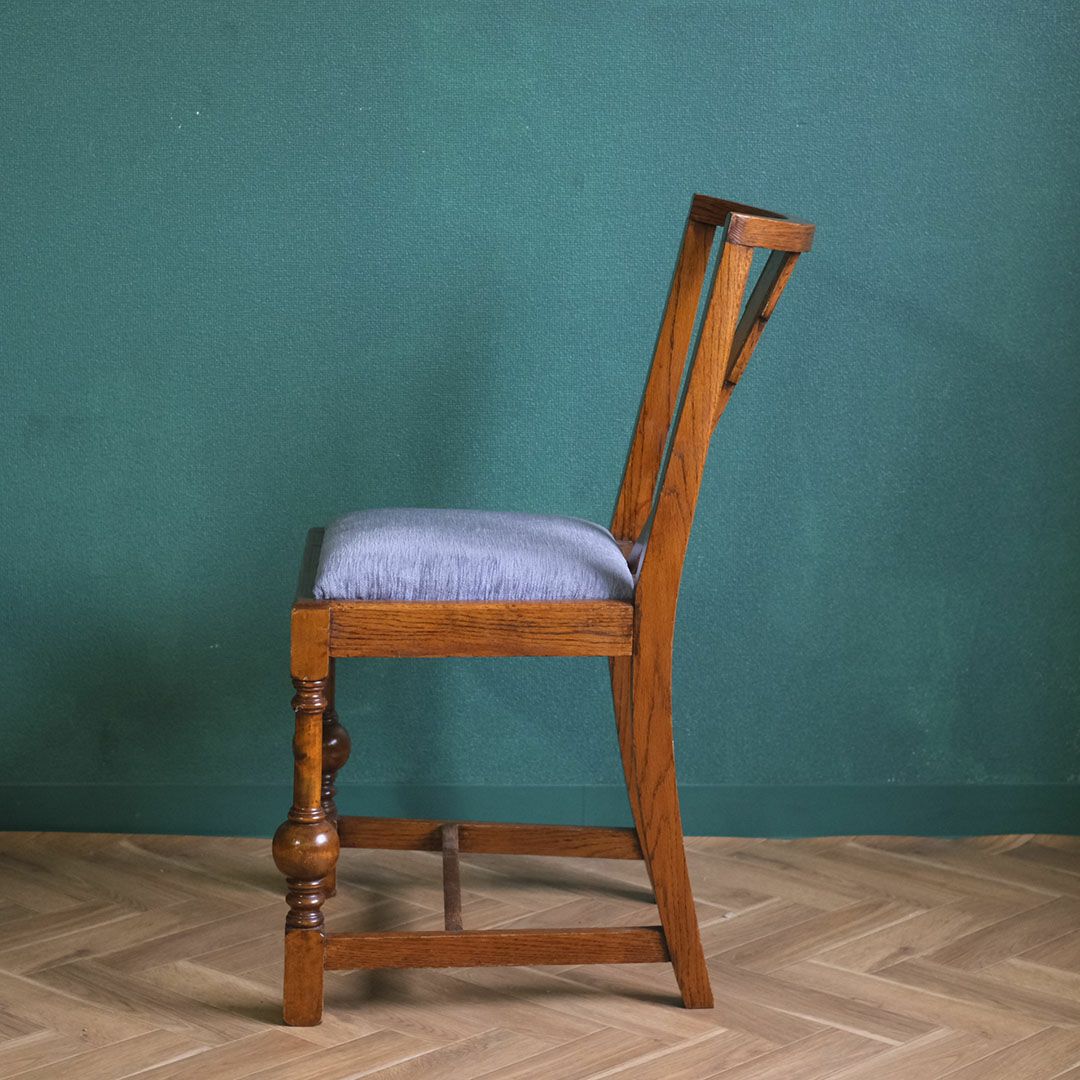 アンティークチェア 椅子 青いシート イギリス アンティーク家具4