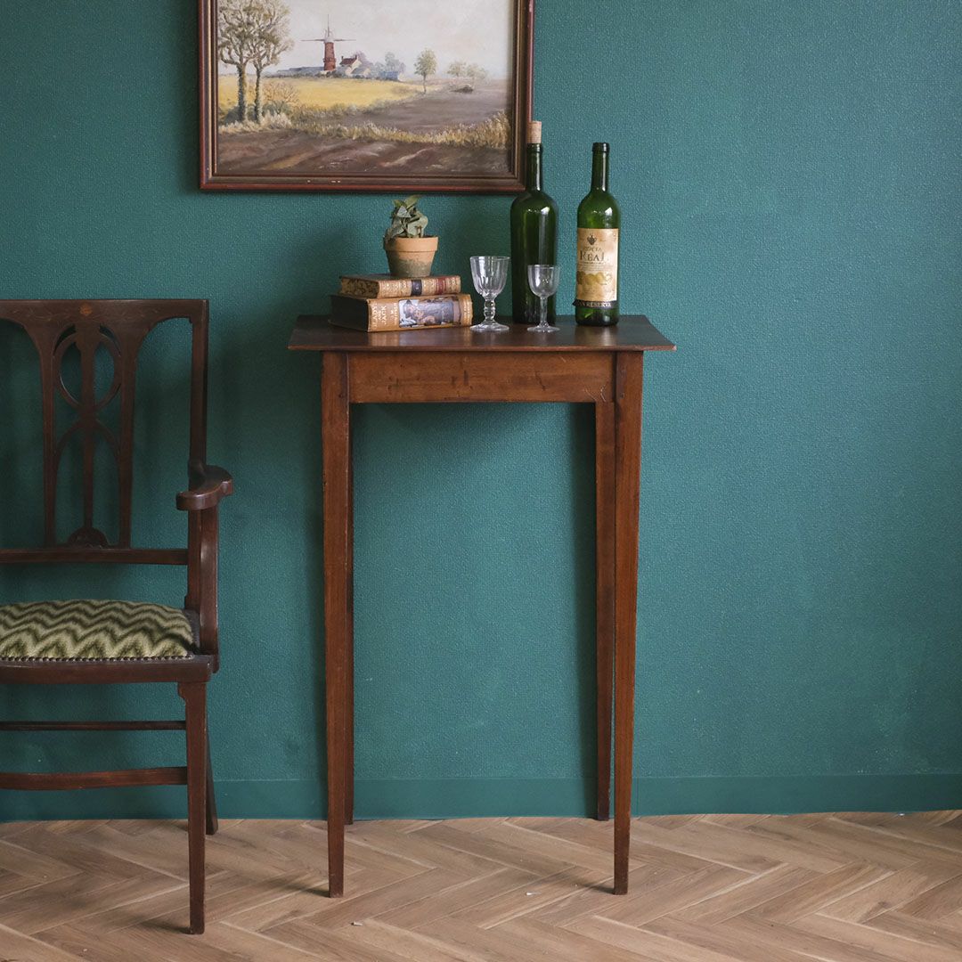 英国アンティーク木製サイドテーブル/オケージョナル机/飾り棚/花台(88