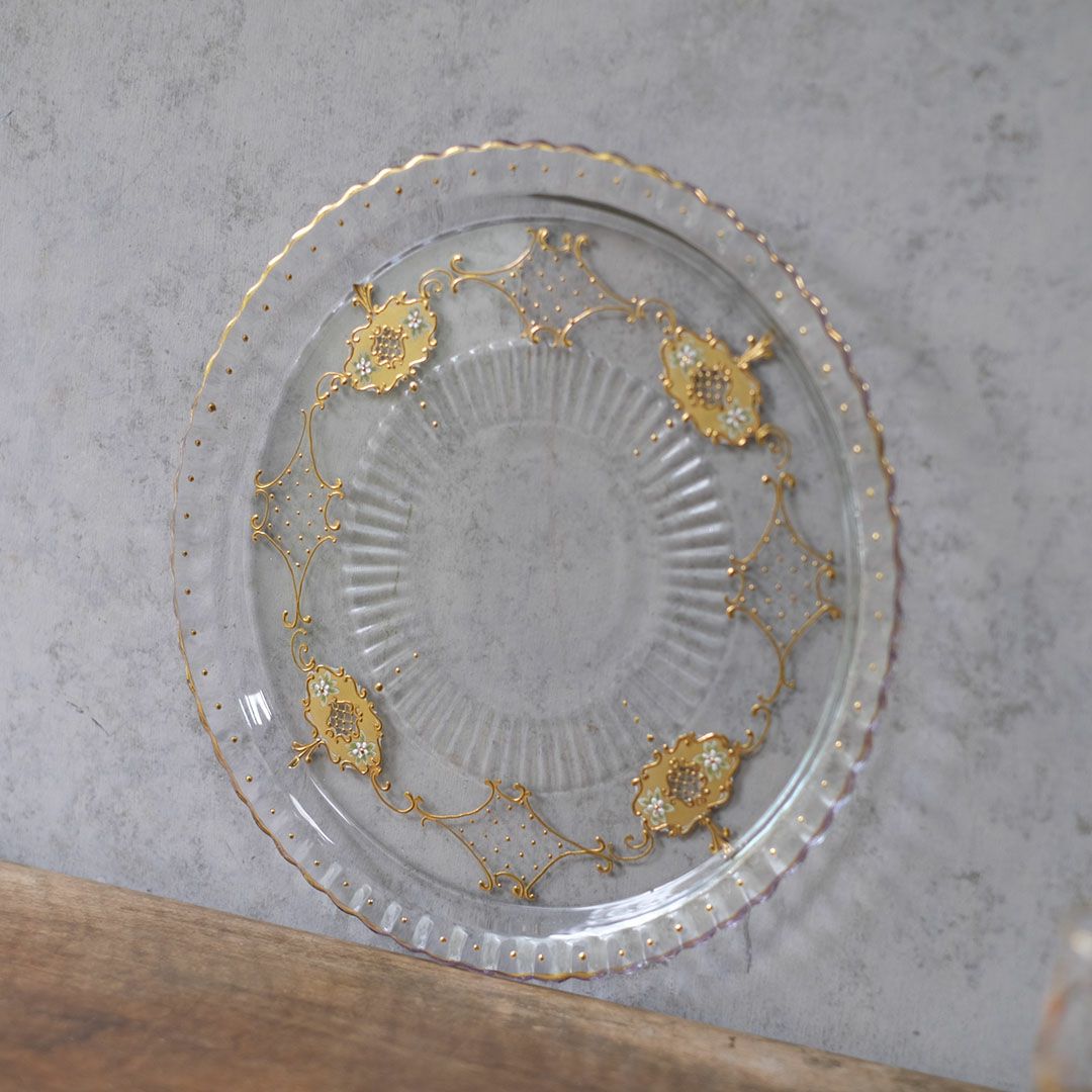 ヴィンテージガラストレイ エナメル装飾 フランス3