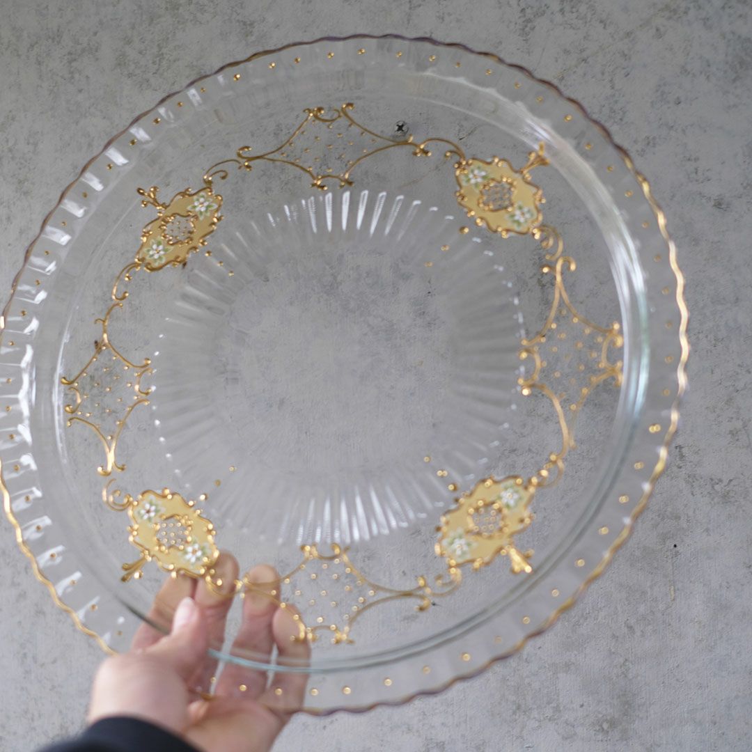 ヴィンテージガラストレイ エナメル装飾 フランス4