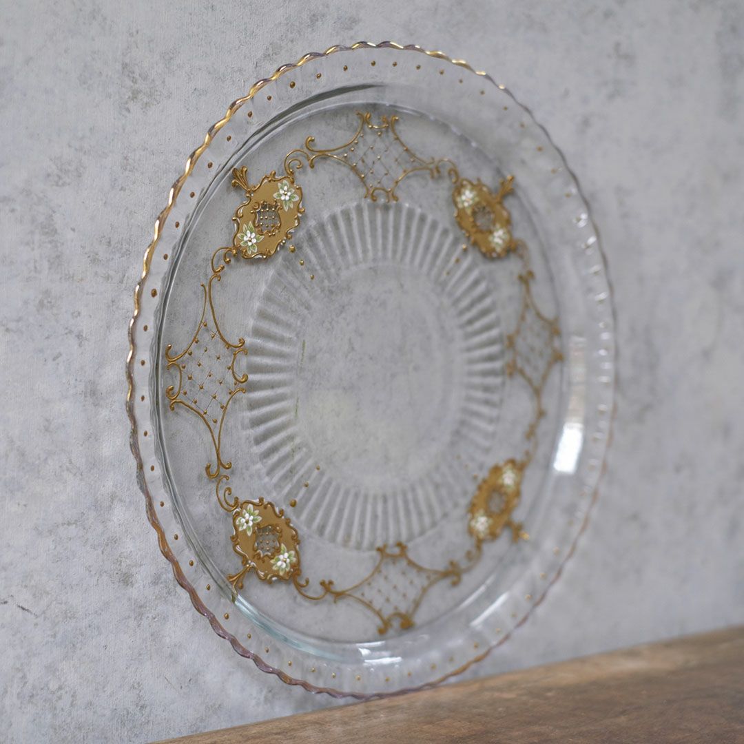 ヴィンテージガラストレイ エナメル装飾 フランス6