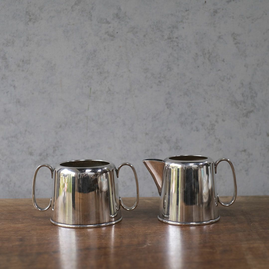 アンティークミルクジャグ&シュガーボウル セット シルバープレート 銀メッキ イギリス1