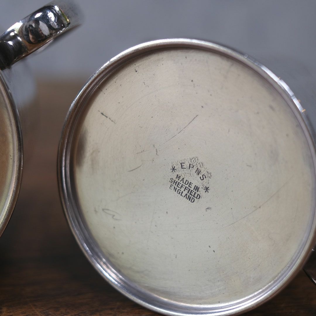 アンティークミルクジャグ&シュガーボウル セット シルバープレート 銀メッキ イギリス6