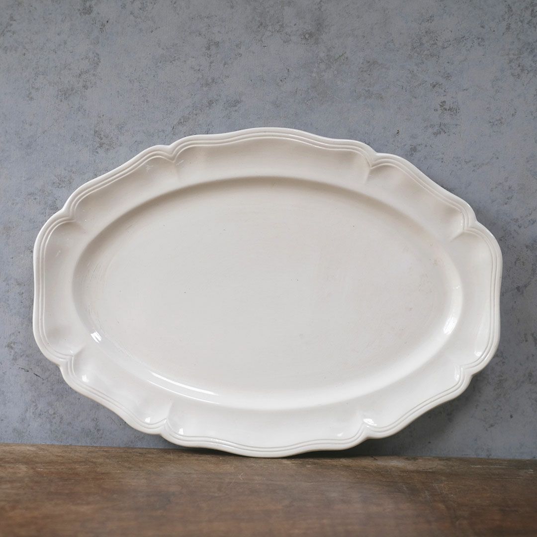 アンティーク皿 オードブル大皿 フラワーリムプレート 白 花リム皿 アンティーク食器1