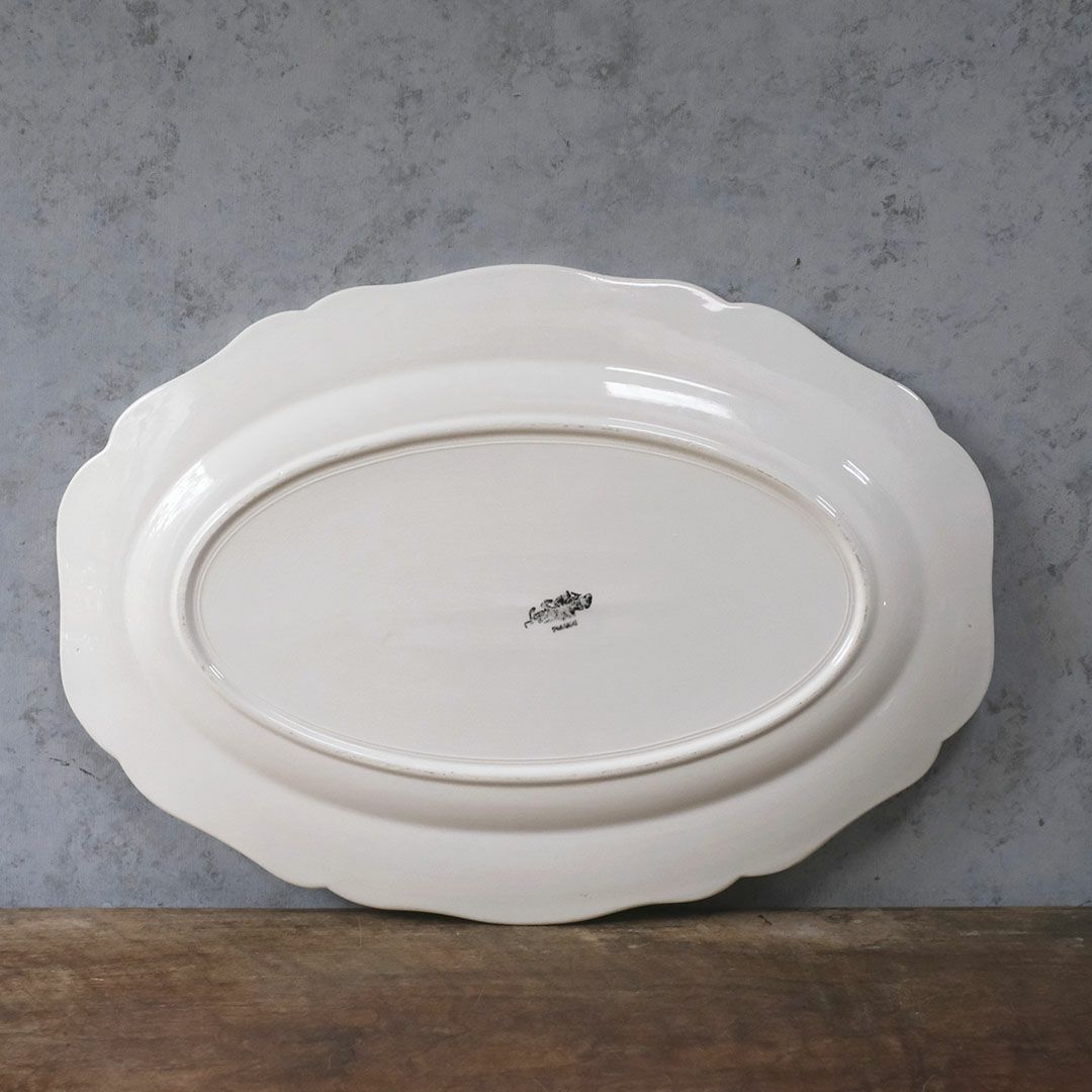 アンティーク皿 オードブル大皿 フラワーリムプレート 白 花リム皿 アンティーク9