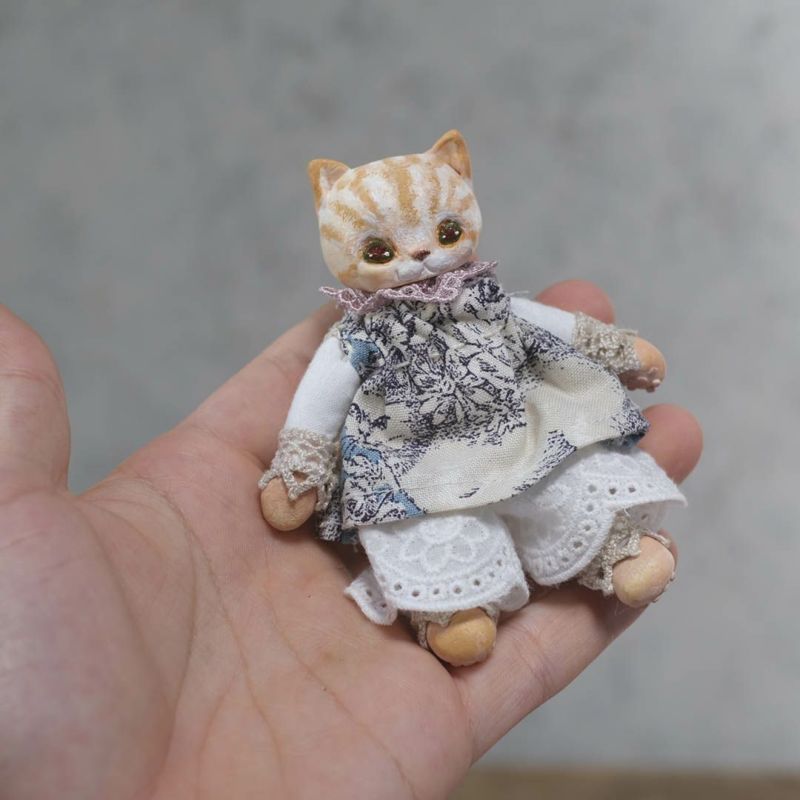 かわいい奏ちよこ ミニ猫 茶トラ 人形 ドール 空創作家 おしゃれな