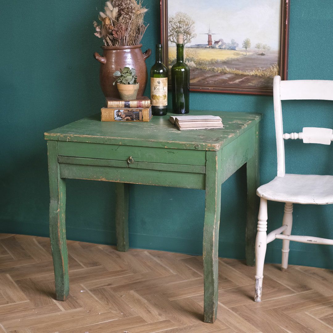 アンティークデスク パイン グリーンペイント イギリス アンティーク家具2