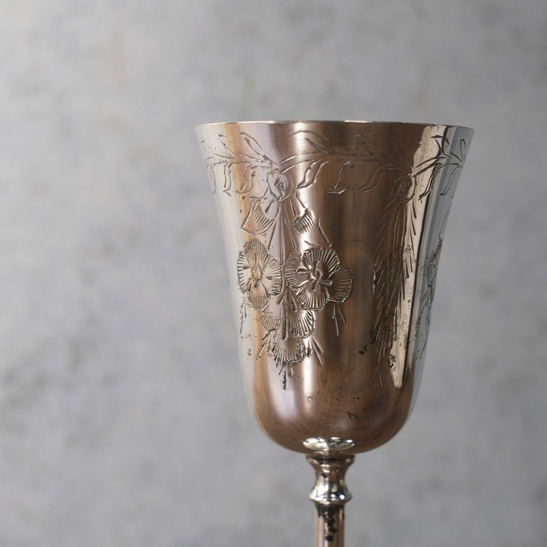 アンティークワイングラス コブレット エーヴィング装飾 シルバープレート 銀メッキ イギリス3