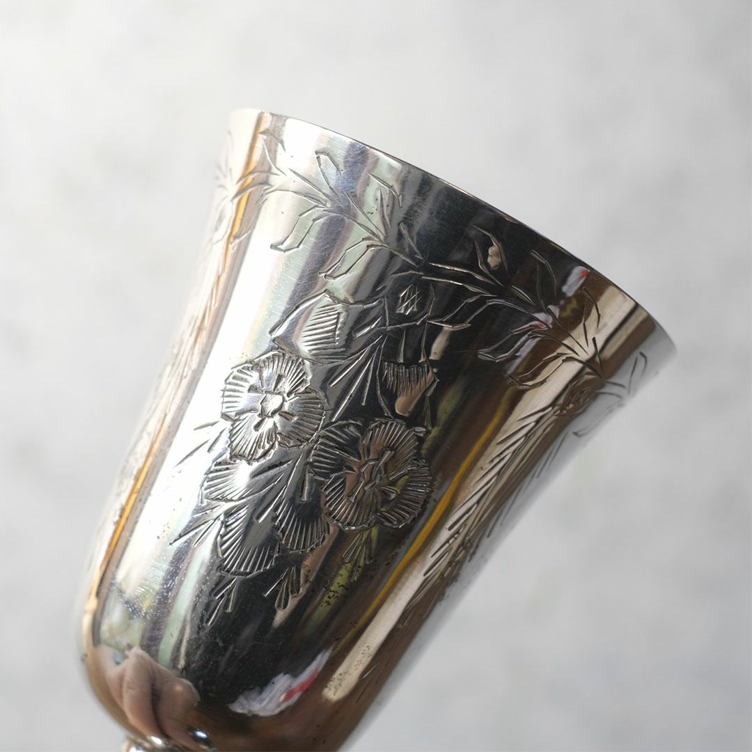 アンティークワイングラス コブレット エーヴィング装飾 シルバープレート 銀メッキ イギリス4