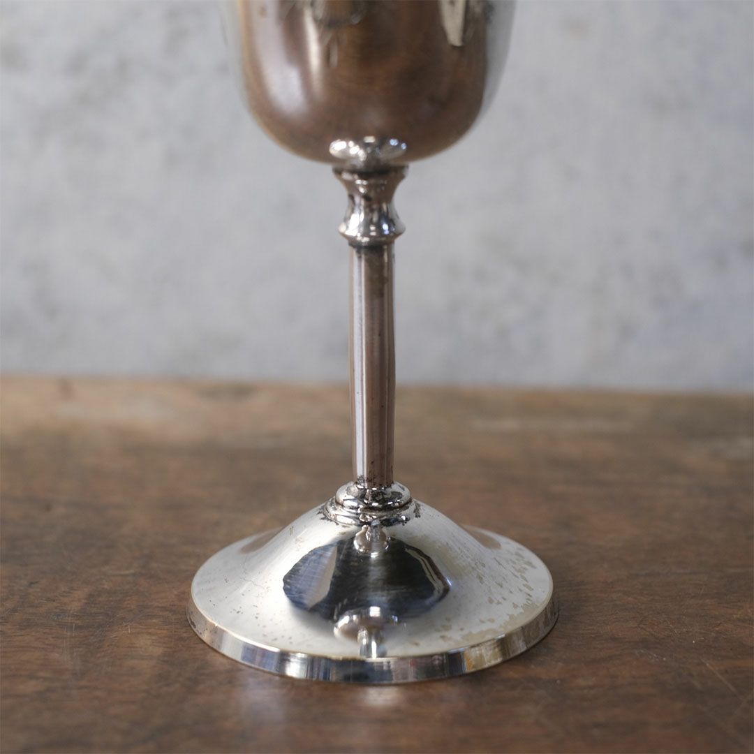 アンティークワイングラス コブレット エーヴィング装飾 シルバープレート 銀メッキ イギリス6