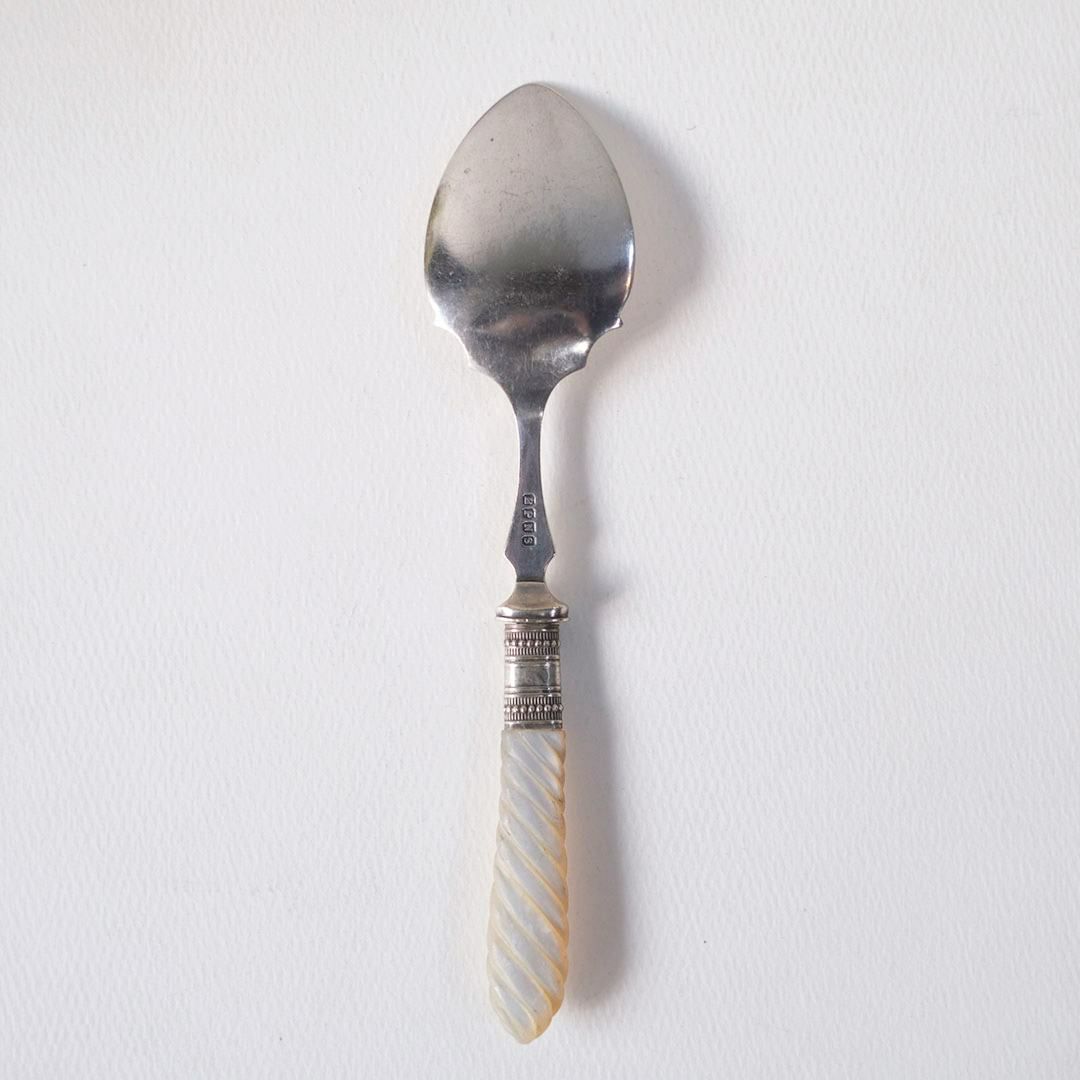 アンティーク マザーオブパール 装飾の美しいベリースプーン 白蝶貝9
