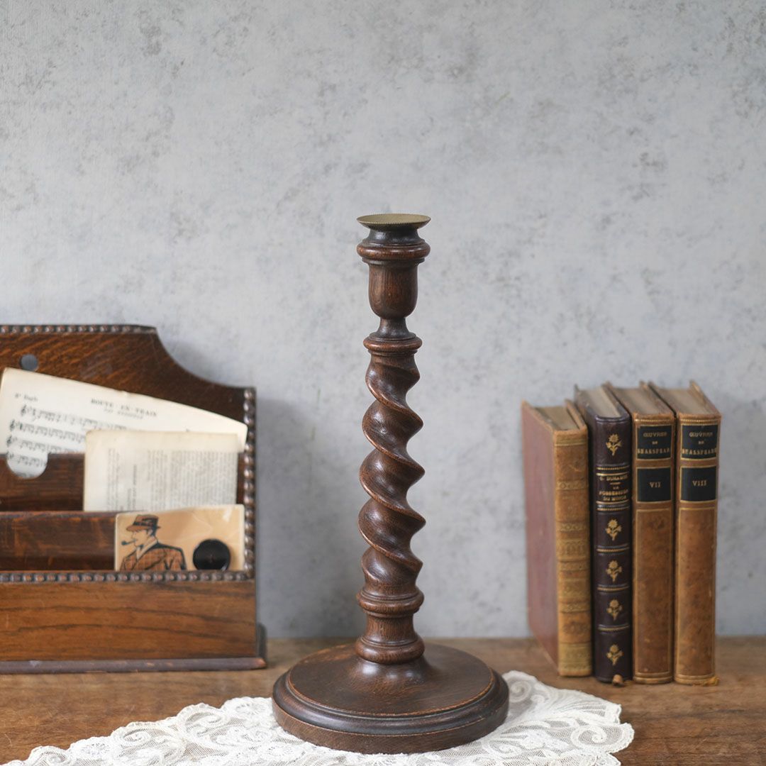 アンティークキャンドルスティック ツイスト キャンドルホルダー イギリス 燭台
