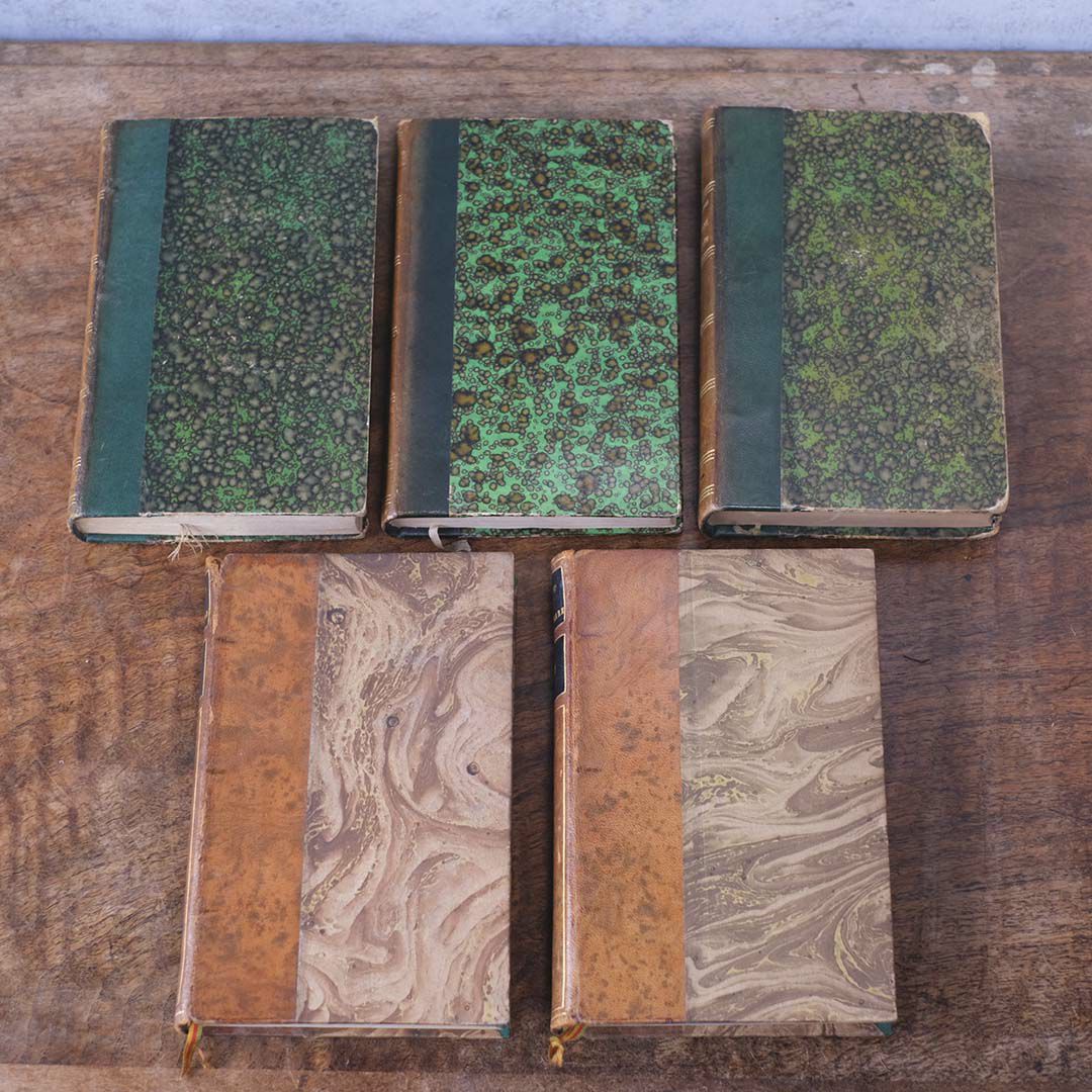  アンティークレザーブック 古書 フランス 革背表紙の本7