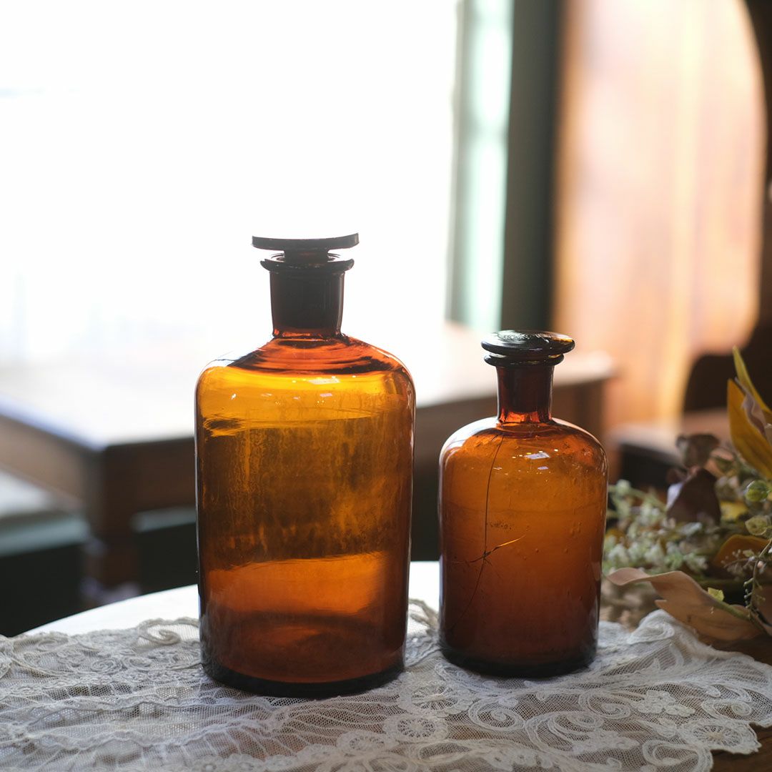 アンティーク薬瓶 メディシンボトル フランス 蓋付