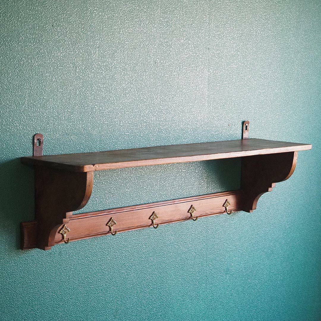 アンティークウォールシェルフ フックボード フランス 5連フック アンティーク家具3