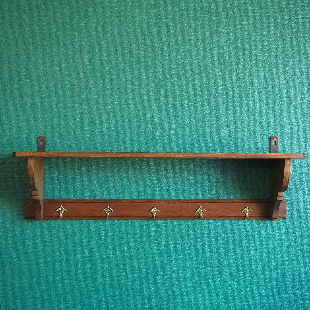 アンティークウォールシェルフ フックボード フランス 5連フック アンティーク家具4