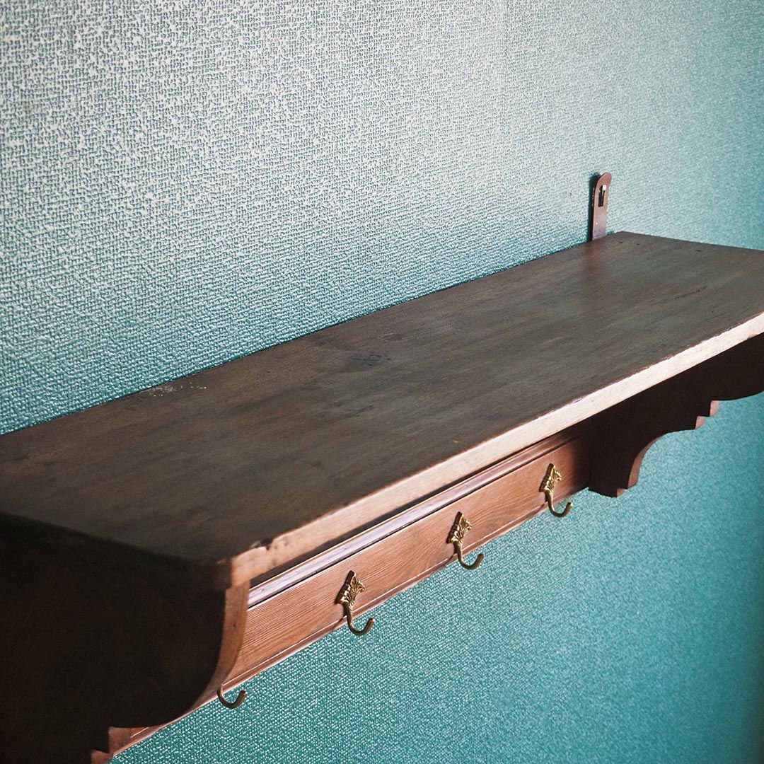 アンティークウォールシェルフ フックボード フランス 5連フック アンティーク家具5