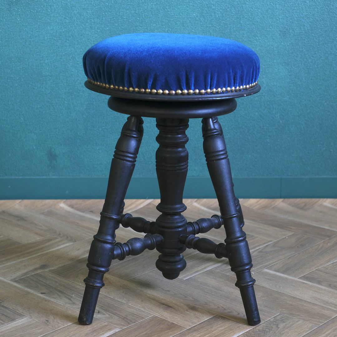 アンティークピアノスツール ベルベット フランス04