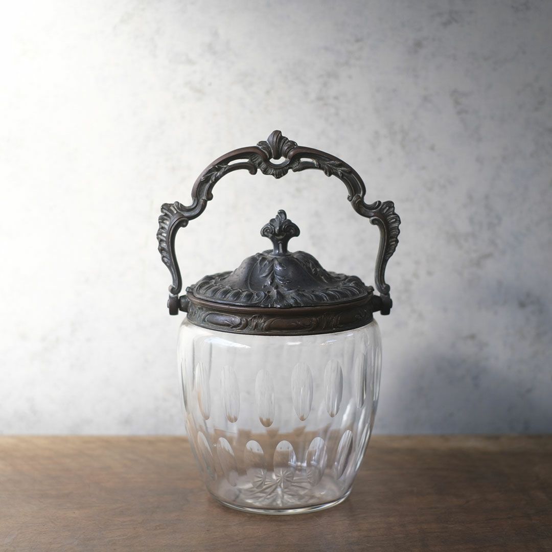 アンティークガラスポット 砂糖入れ ガラス ロココ様式 フランス3