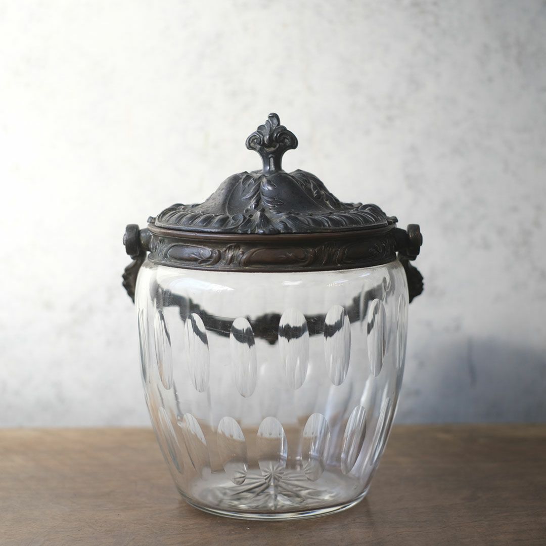 アンティークガラスポット 砂糖入れ ガラス ロココ様式 フランス5