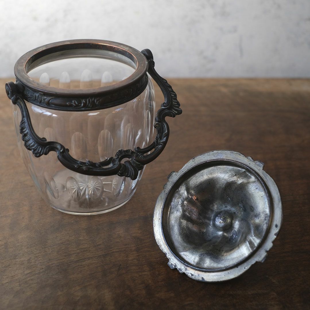 アンティークガラスポット 砂糖入れ ガラス ロココ様式 フランス7