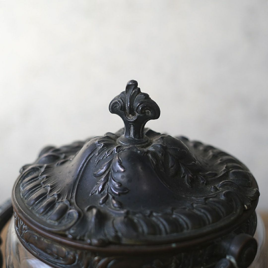 アンティークガラスポット 砂糖入れ ガラス ロココ様式 フランス8