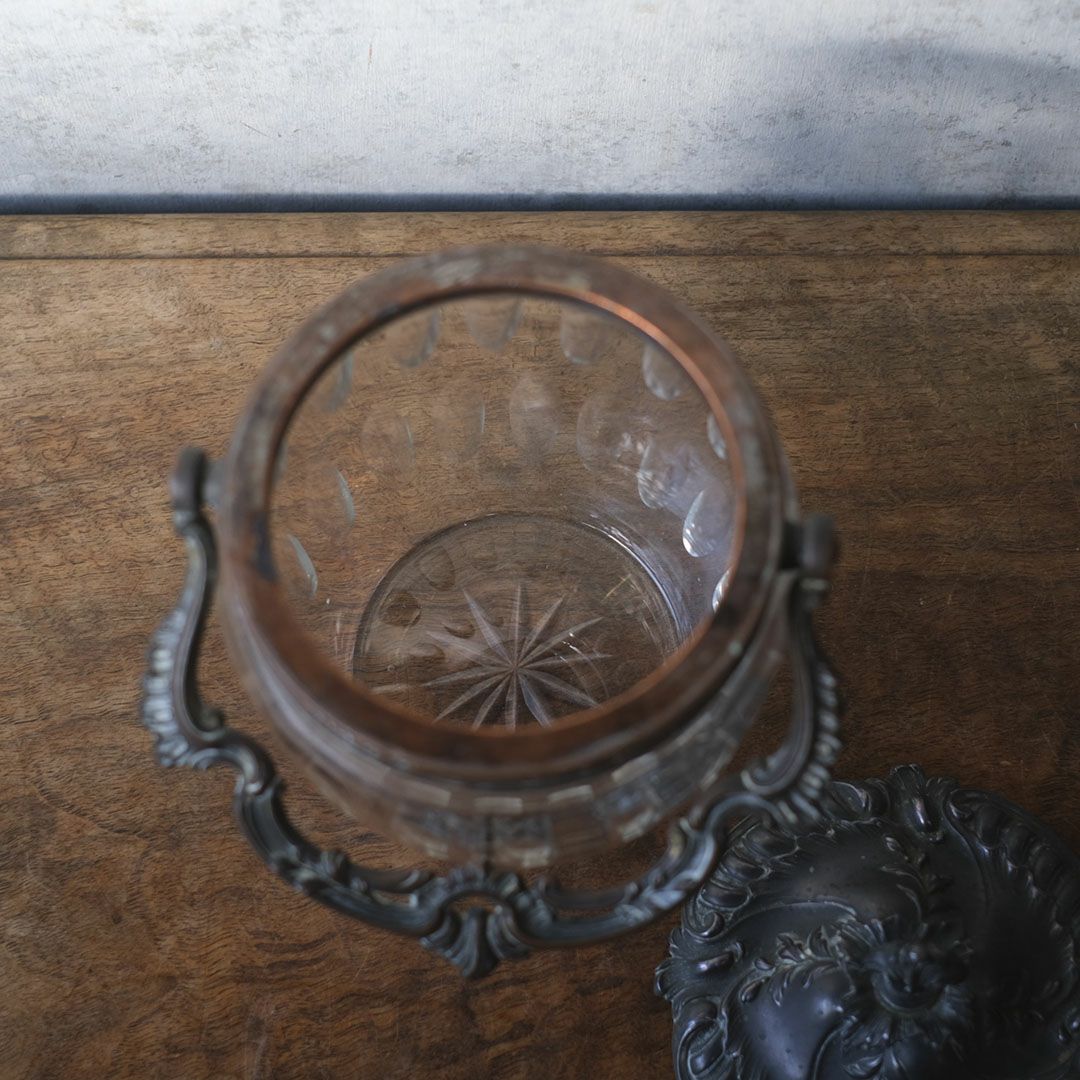 アンティークガラスポット 砂糖入れ ガラス ロココ様式 フランス9