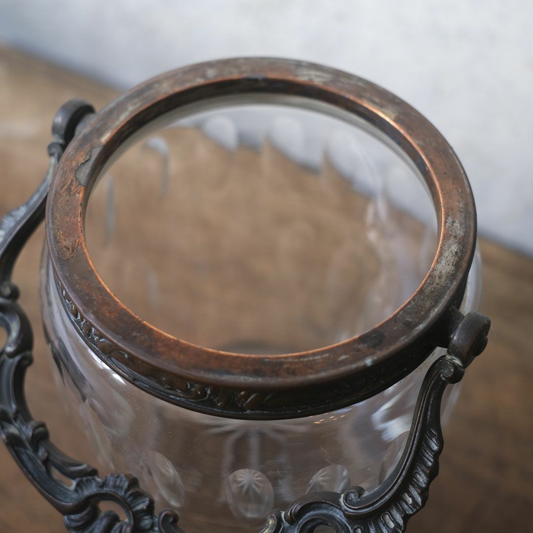 アンティークガラスポット 砂糖入れ ガラス ロココ様式 フランス10