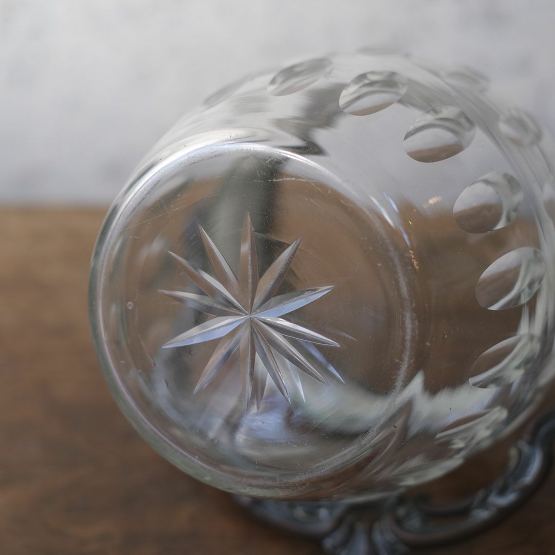 アンティークガラスポット 砂糖入れ ガラス ロココ様式 フランス11