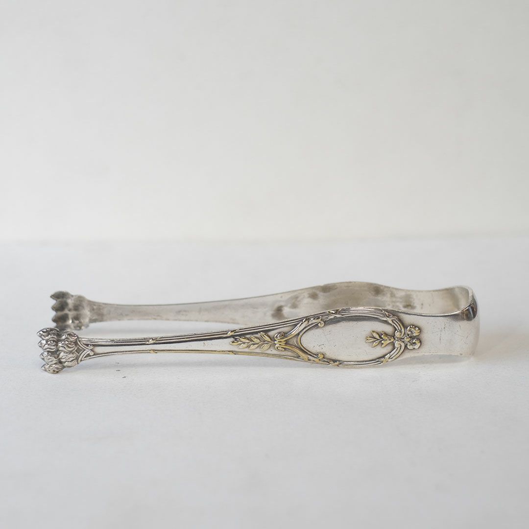 アンティークトング シュガートング シルバープレート 銀メッキ 獅子足 フランス1