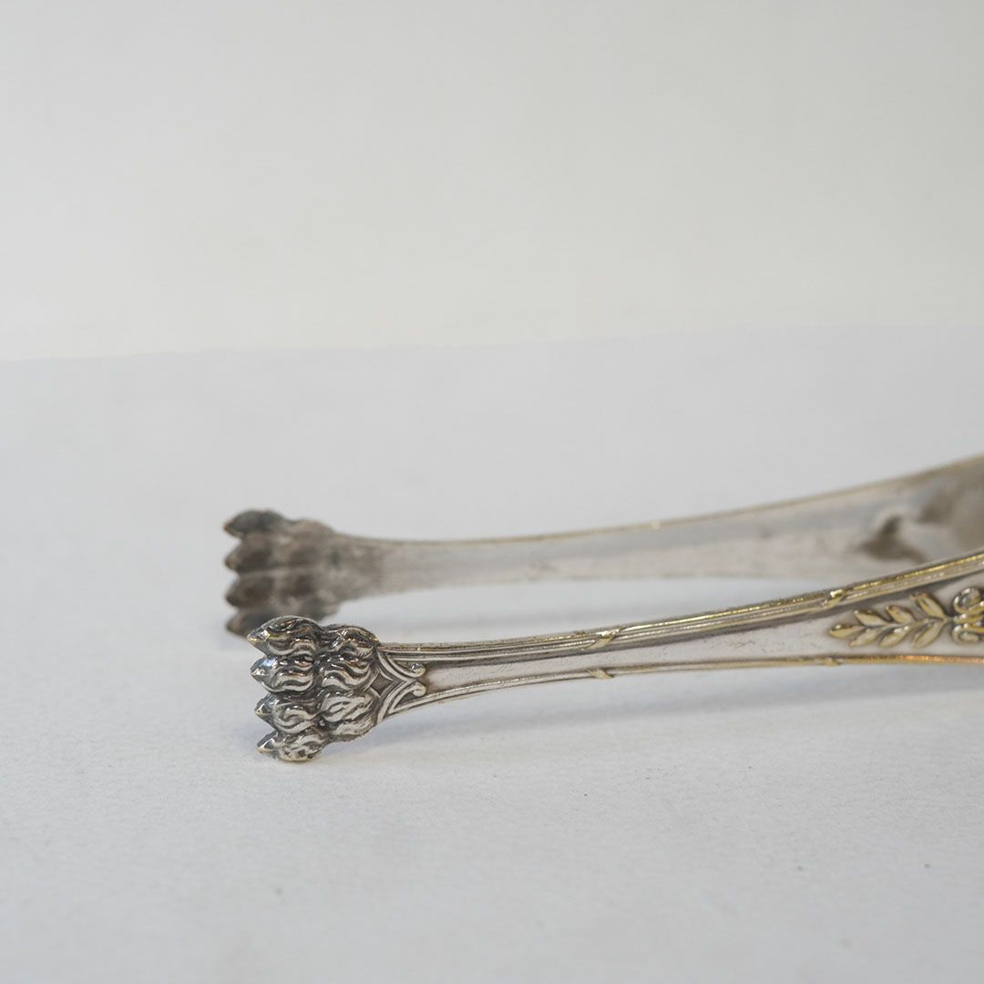 アンティークトング シュガートング シルバープレート 銀メッキ 獅子足 フランス6