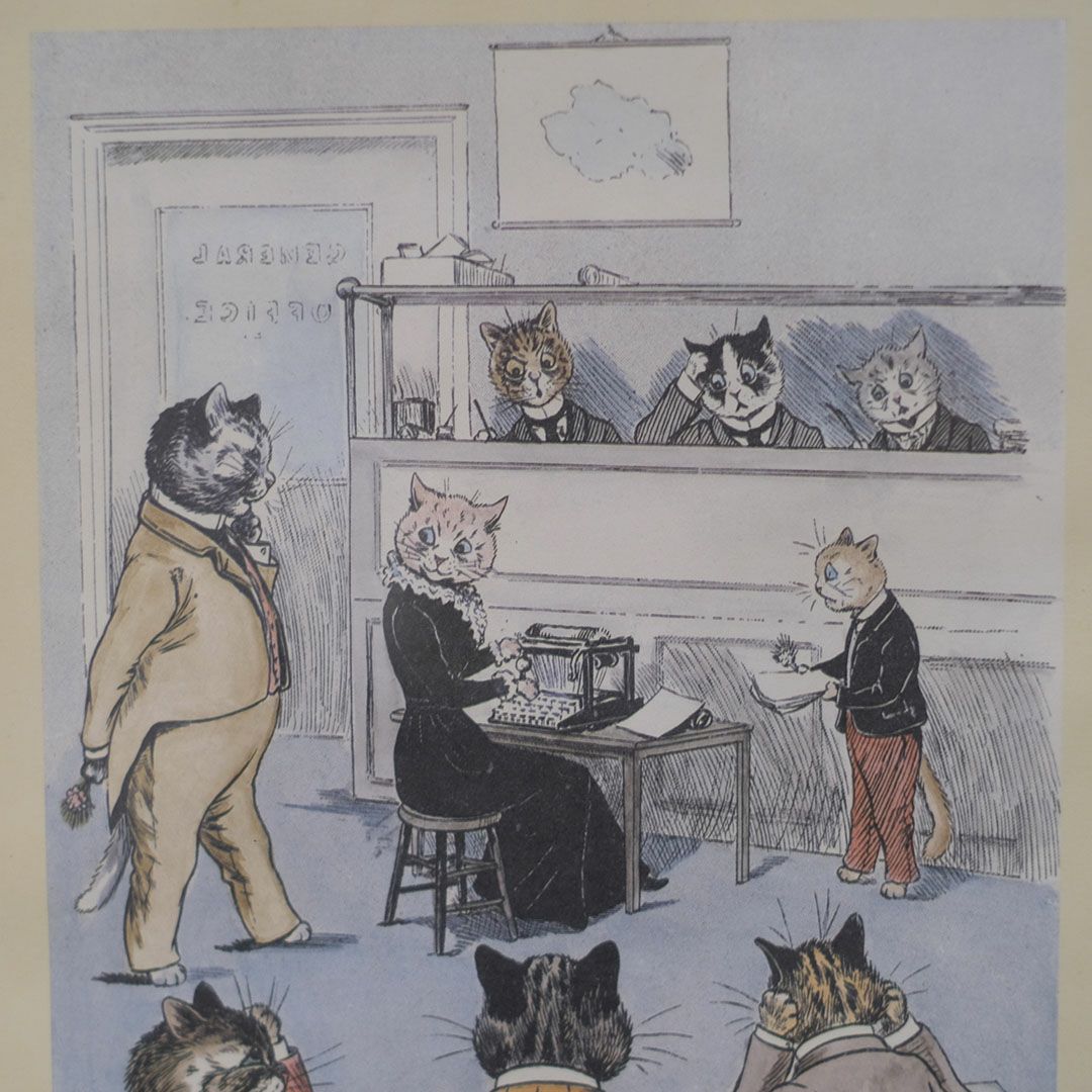 ヴィンテージプリントピクチャー 猫画家 Louis Wain（ルイス・ウェイン） 絵 イギリス06