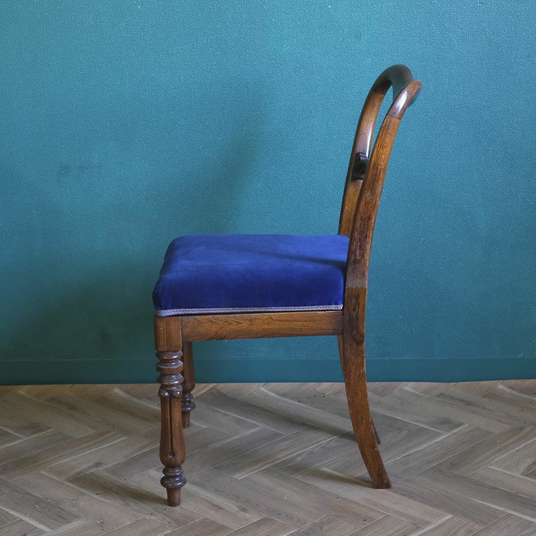 アンティークバルーンバックチェア ブルーベルベット フランス アンティーク家具4