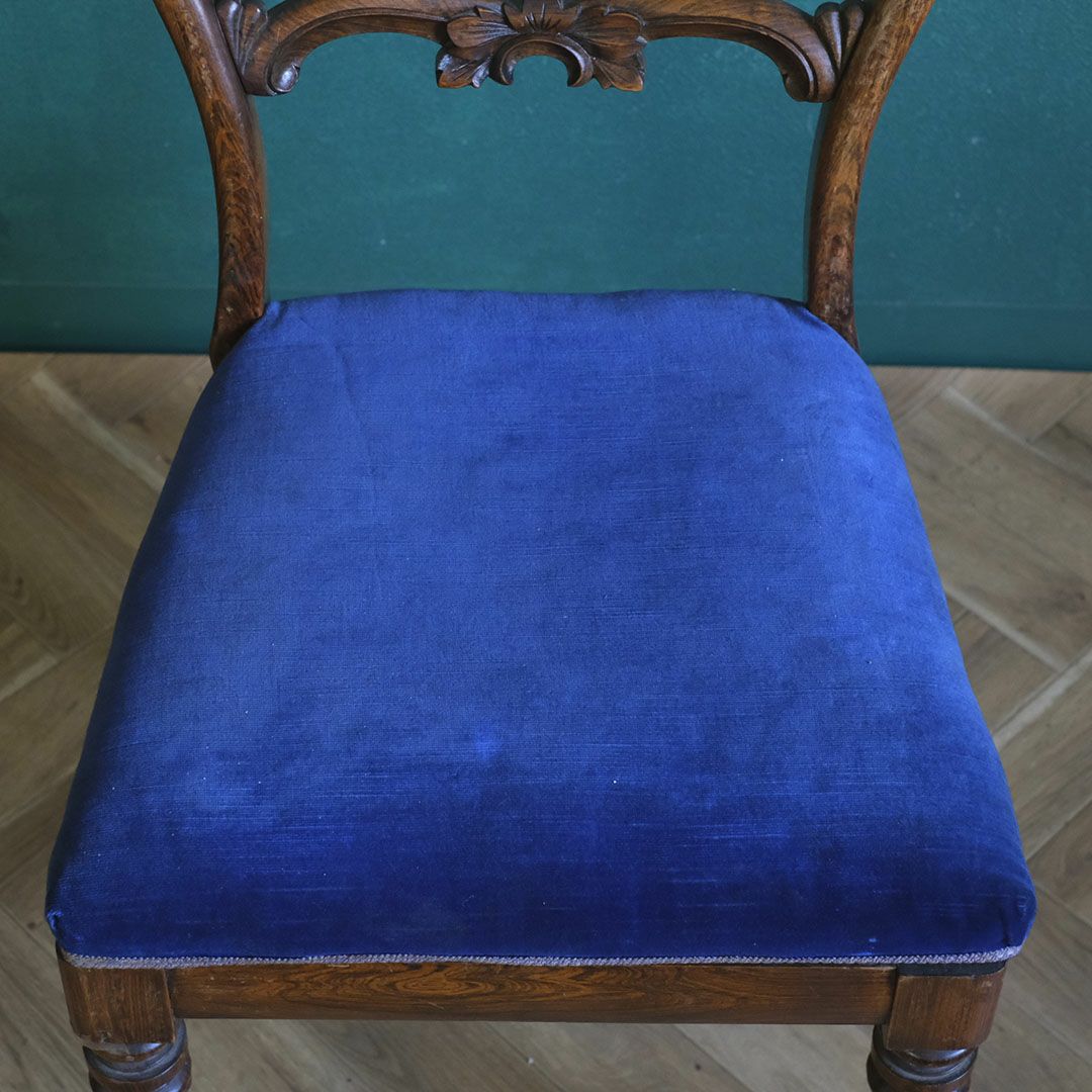 アンティークバルーンバックチェア ブルーベルベット フランス アンティーク家具7