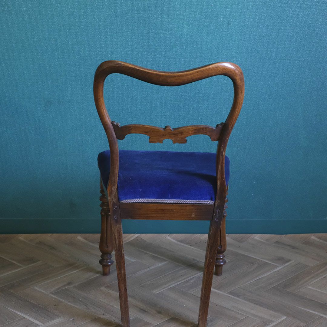 アンティークバルーンバックチェア ブルーベルベット フランス アンティーク家具8