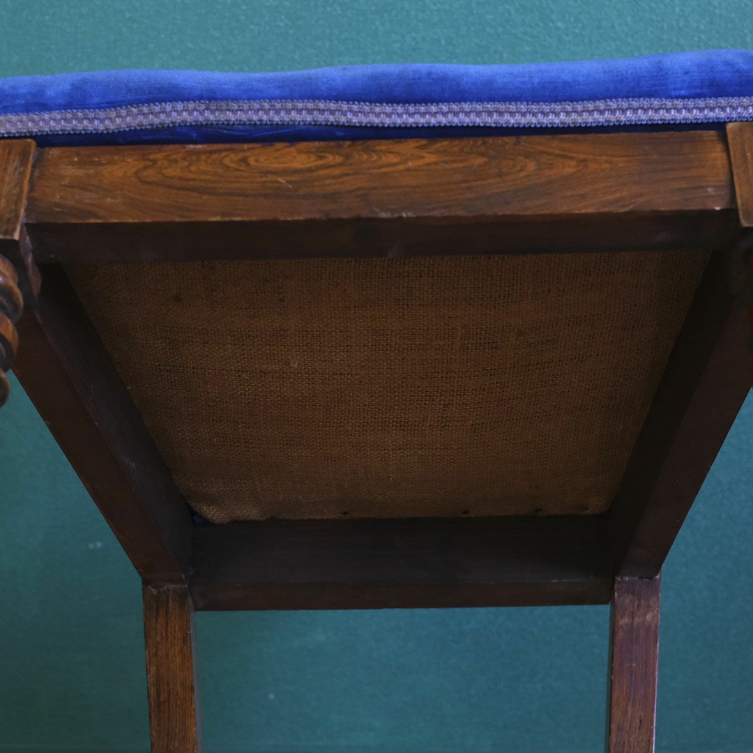 アンティークバルーンバックチェア ブルーベルベット フランス アンティーク家具9