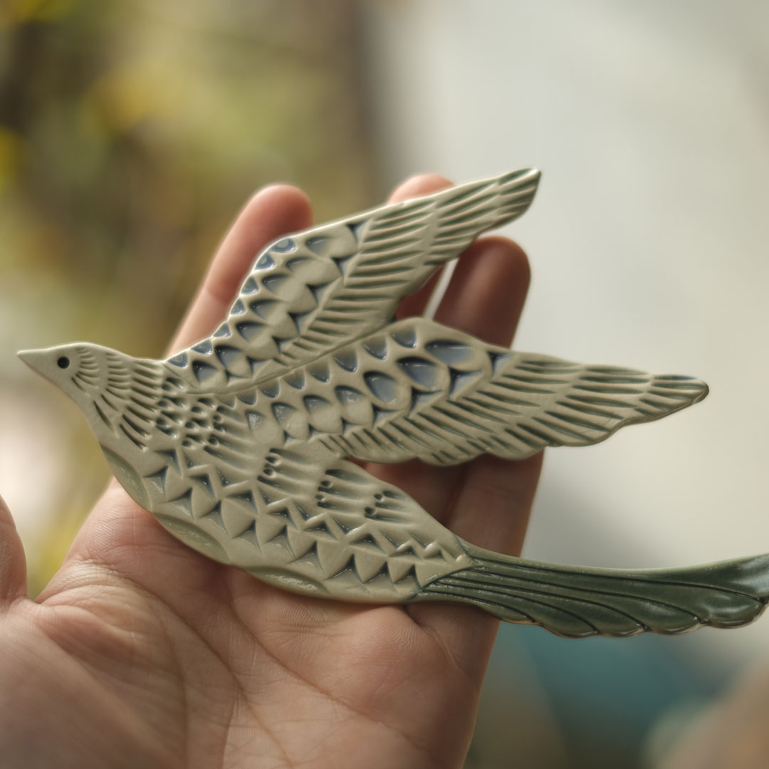 かわいい陶器の鳥のアートオブジェ Pottery studio K 金子ひとみ 作家