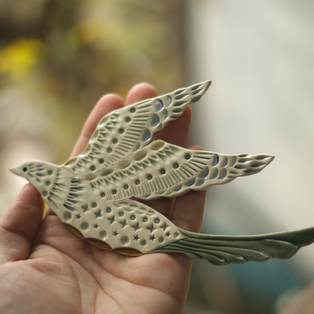 かわいい陶器の鳥のアートオブジェ Pottery studio K 金子ひとみ 作家
