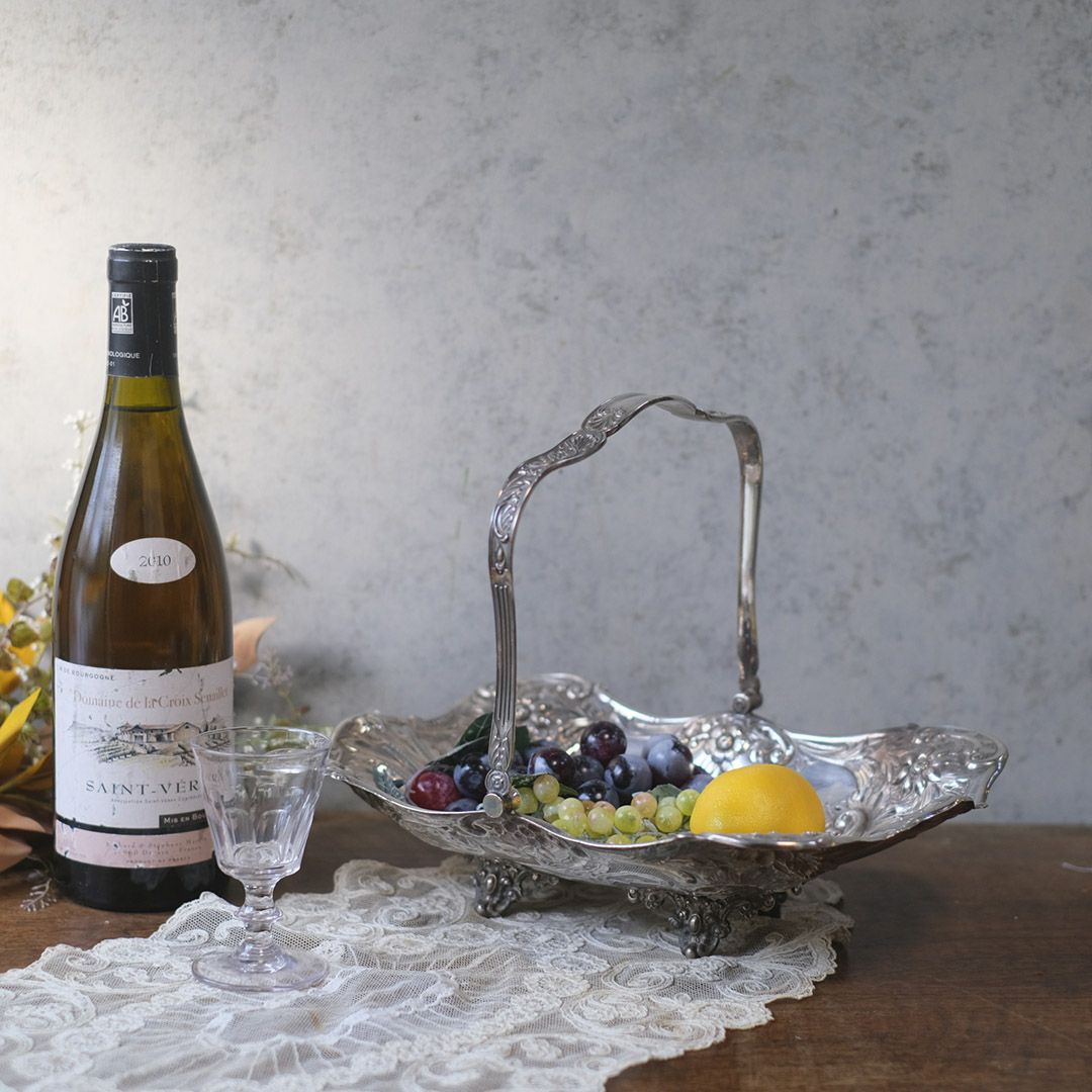 アンティークフルーツバスケット シルバープレート ヴィクトリアン 銀メッキ イギリス